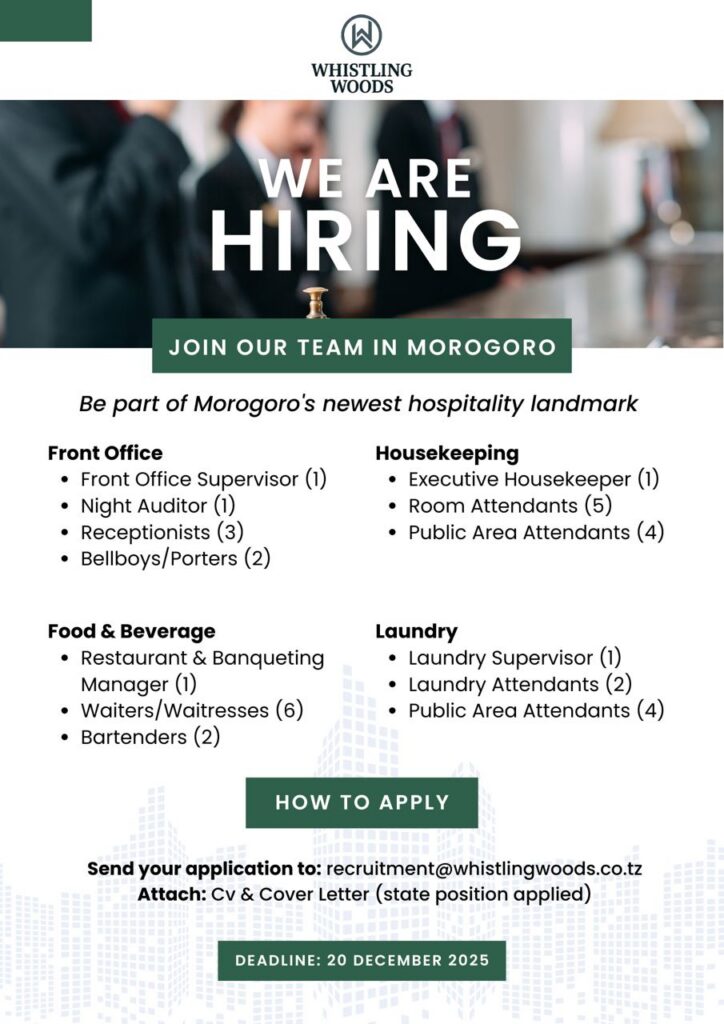 Whistling Woods Tanzania Vacancies 1