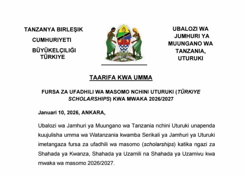 Türkiye Scholarships 2026 for Tanzanian
