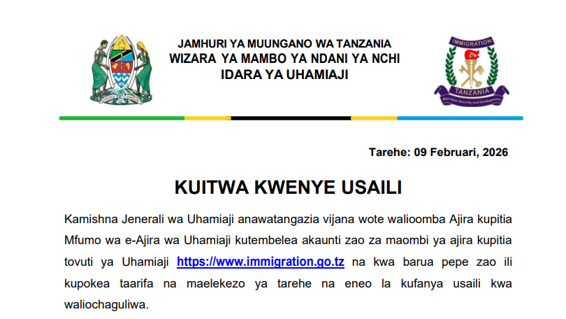 Uhamiaji Names Called for Interview