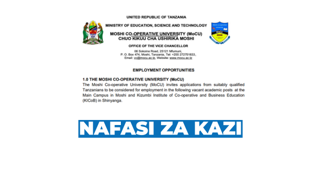 MoCU Vacancies 2026 – Moshi Co-operative University