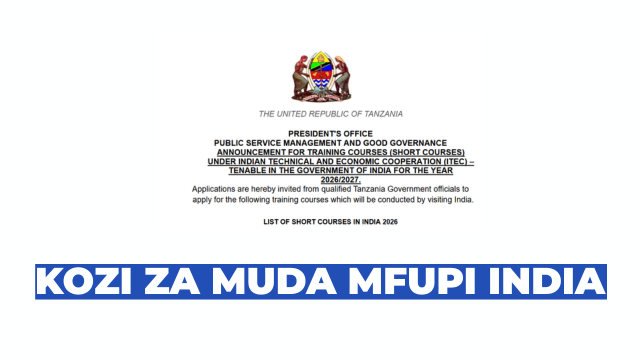 Indian Government ITEC Short Courses for Tanzania Public Servants 2026/2027