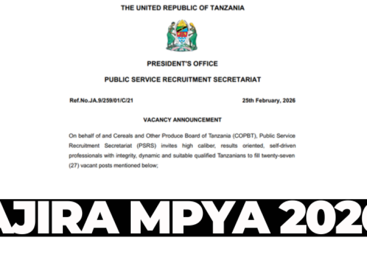 27 Vacants Posts Open at Cereals and Other Produce Board of Tanzania (COPBT)