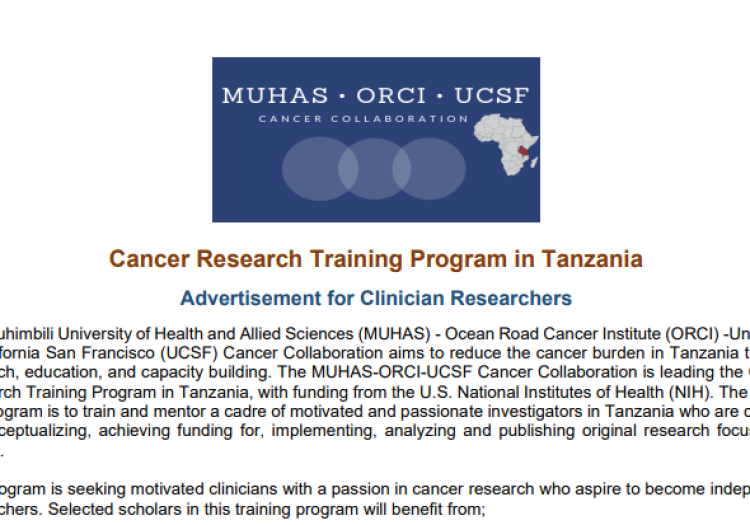 MUHAS–ORCI–UCSF Cancer Research Training Program