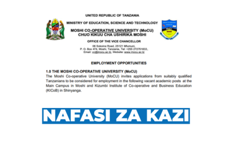 MoCU Vacancies 2026 – Moshi Co-operative University