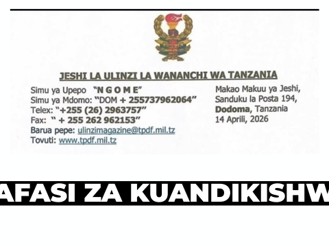 Tanzania People’s Defence Force Recruitment Opportunities for Tanzanian Youth