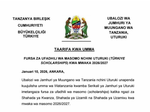 Türkiye Scholarships 2026 for Tanzanian