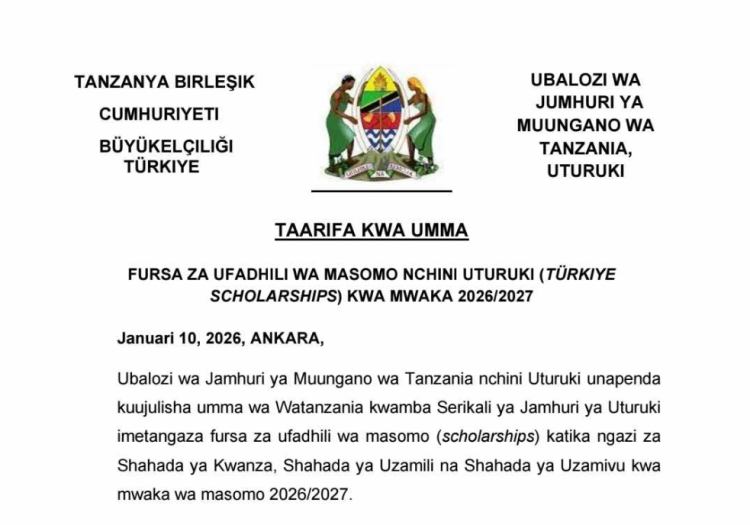 Türkiye Scholarships 2026 for Tanzanian