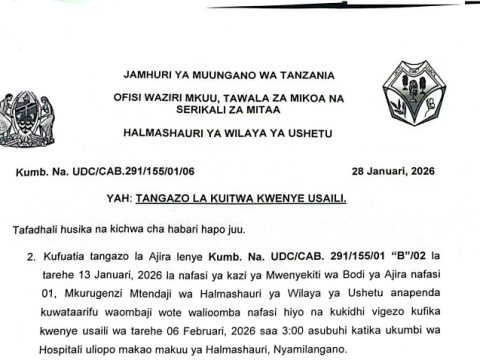 Ushetu District Council Call for Interview February 2026